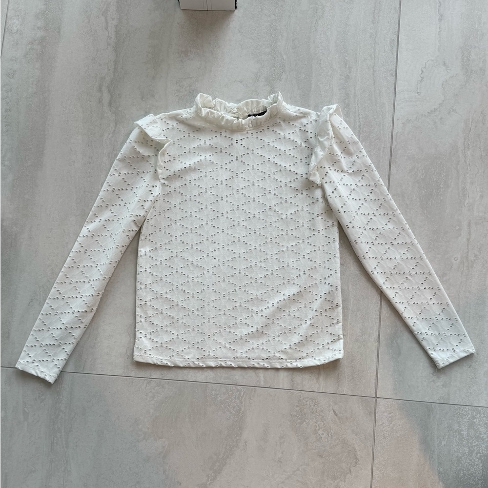 Zara eyelet ruffle top